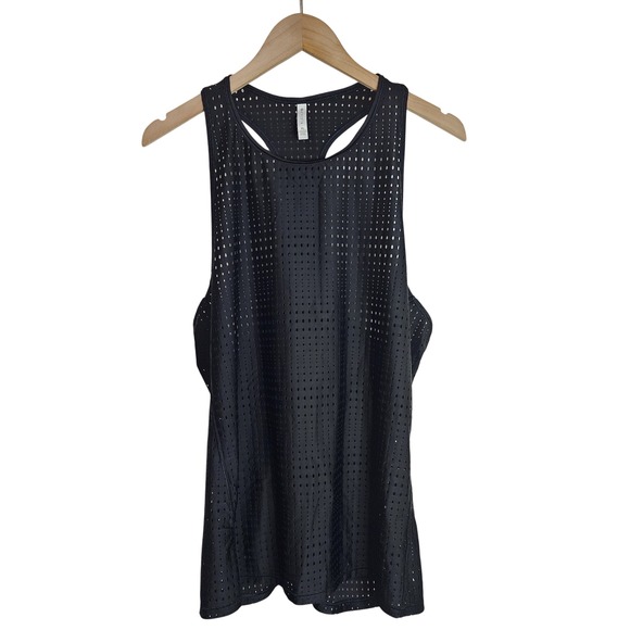 Athleta A Game‎ Tank Top Women's XL Active Performance Perforated Eyelet Black - Picture 1 of 5